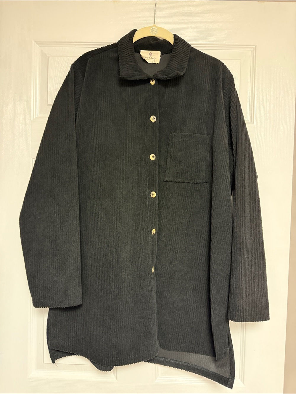 Betsey’s Boutique Shop Corduroy Button-Front Shank Jacket - Black